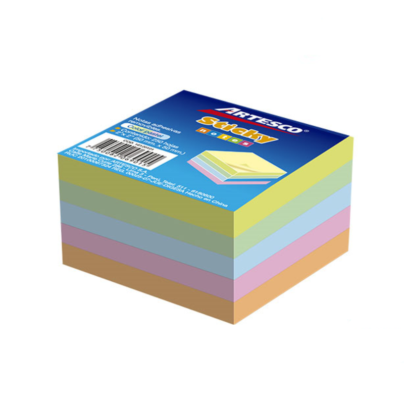 Notas adhesivas Artesco Mini Cubo 2X2 5 Colores x 50H Pastel