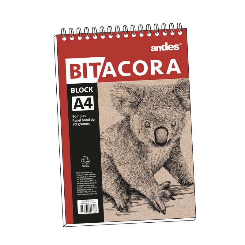 Block Andes Bitacora A4 90Gr Tapa Dura (90hjs)