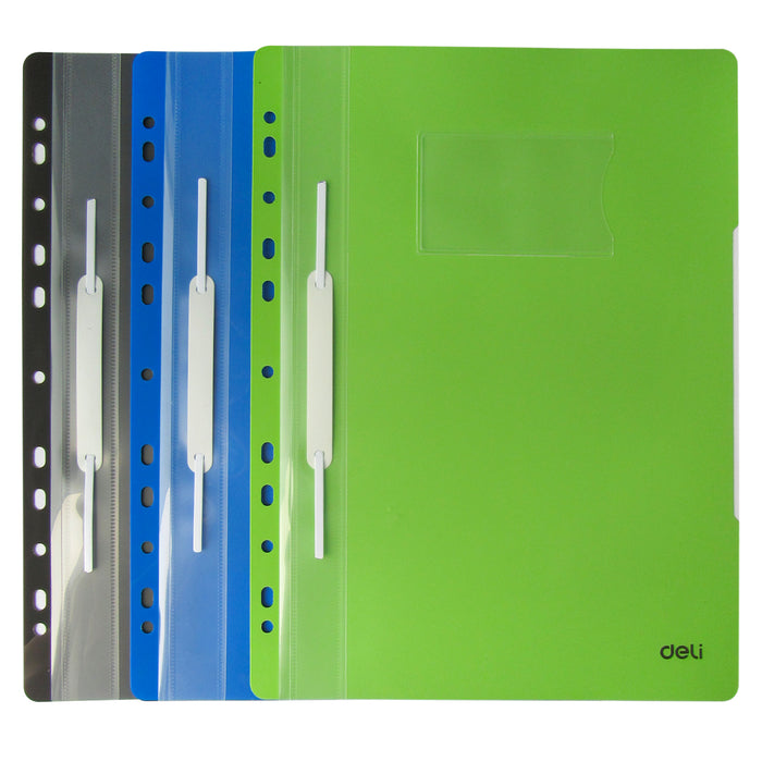Folder Deli D/Plast A4 (E39560) C/Fast 11 Perfo Color x 1und.