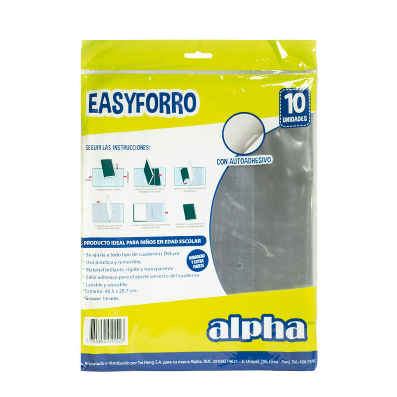 Forro Alpha Para Cuaderno Easy A4 (x10) Transparente