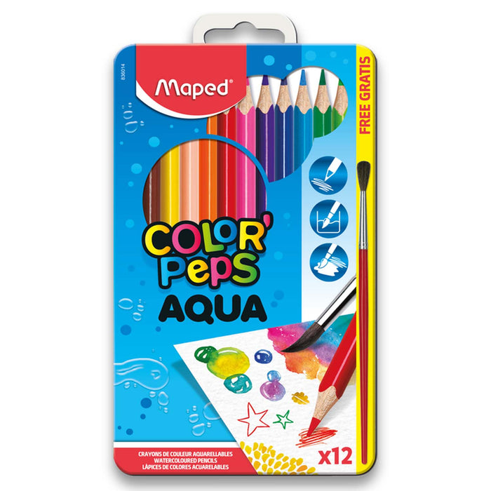 Colores Maped Acuarelables (836014) Metal Box (X12 + Pincel)