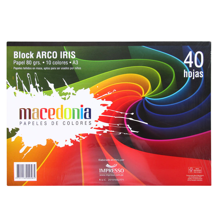 Block Macedonia Arco Iris A3 (40Hjs) 80Gr