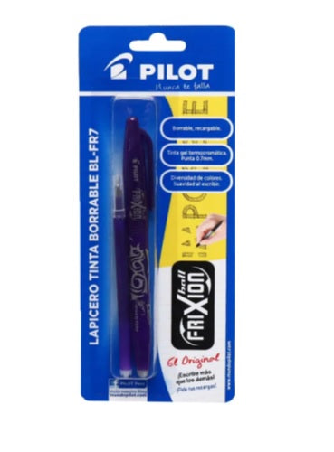 Bolígrafo Pilot Frixion tinta Gel (Bl-Fr7) Borrable 0.7 Violeta+Repuesto