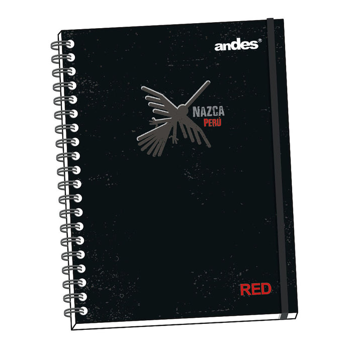 Cuaderno Andes Espiral A4 (50377) Tapa Dura Red (160Hjs) Cuadriculado