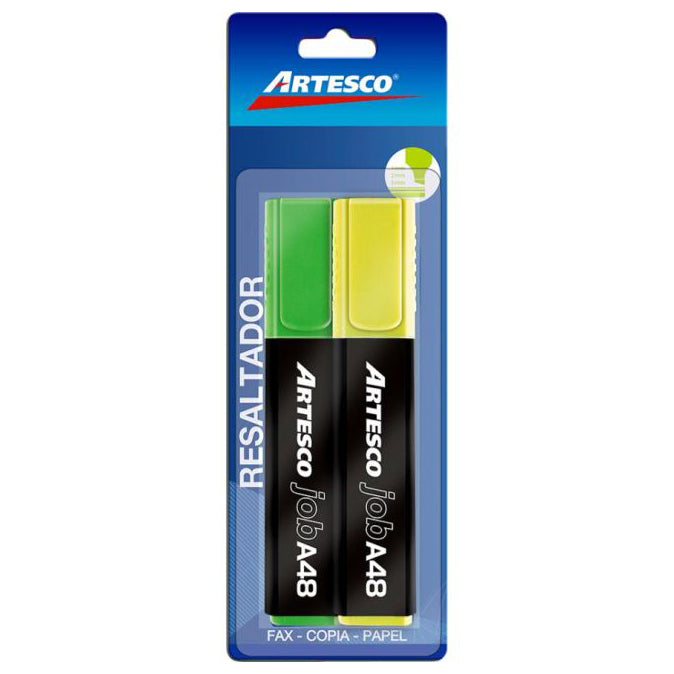 Resaltador Artesco Job Amarillo/Verde x2 Blister