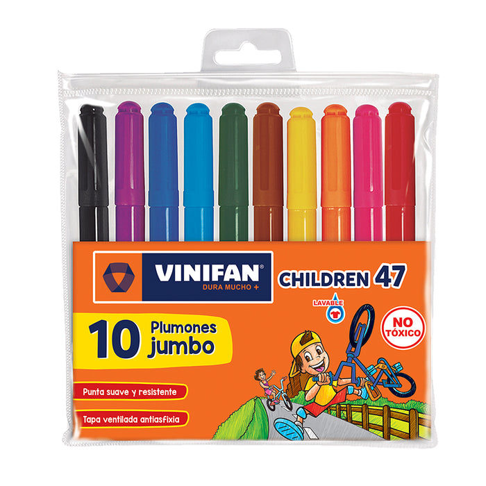 Plumones Vinifan Gruesos Estuche Zipper Children 47 X 10 Und