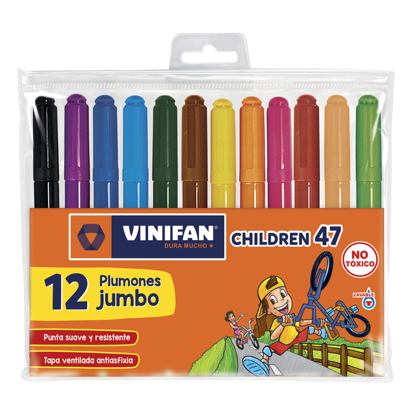 Plumones Vinifan Gruesos Estuche Zipper Children 47 X 12 Und