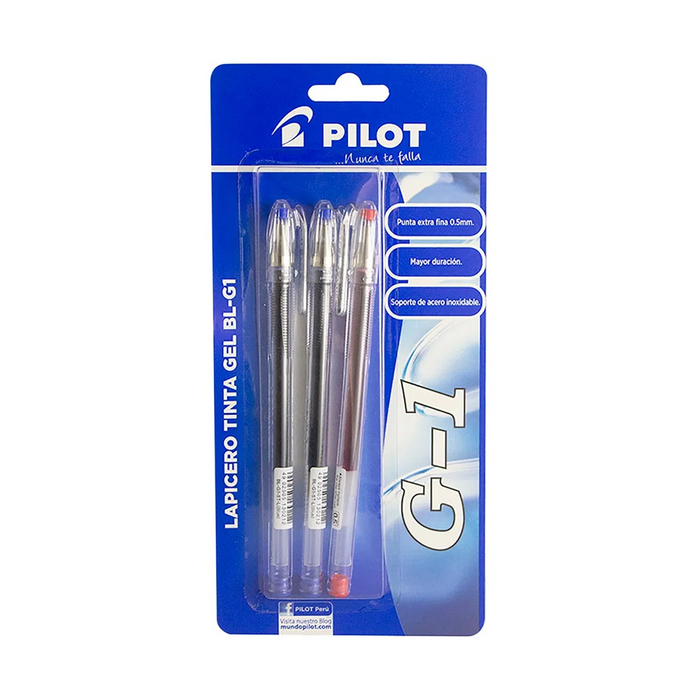 Boligrafo Pilot Bl-G1  X 3 (2 Azules, 1 Rojo) Blister