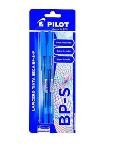 Bolígrafo Pilot Tinta Seca BP-S Blister x2 Azul
