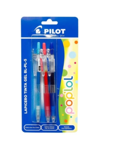 Bolígrafo Pilot Pop Lol Set Tinta Gel x3 Blister (Azul, Rosado, Celeste)