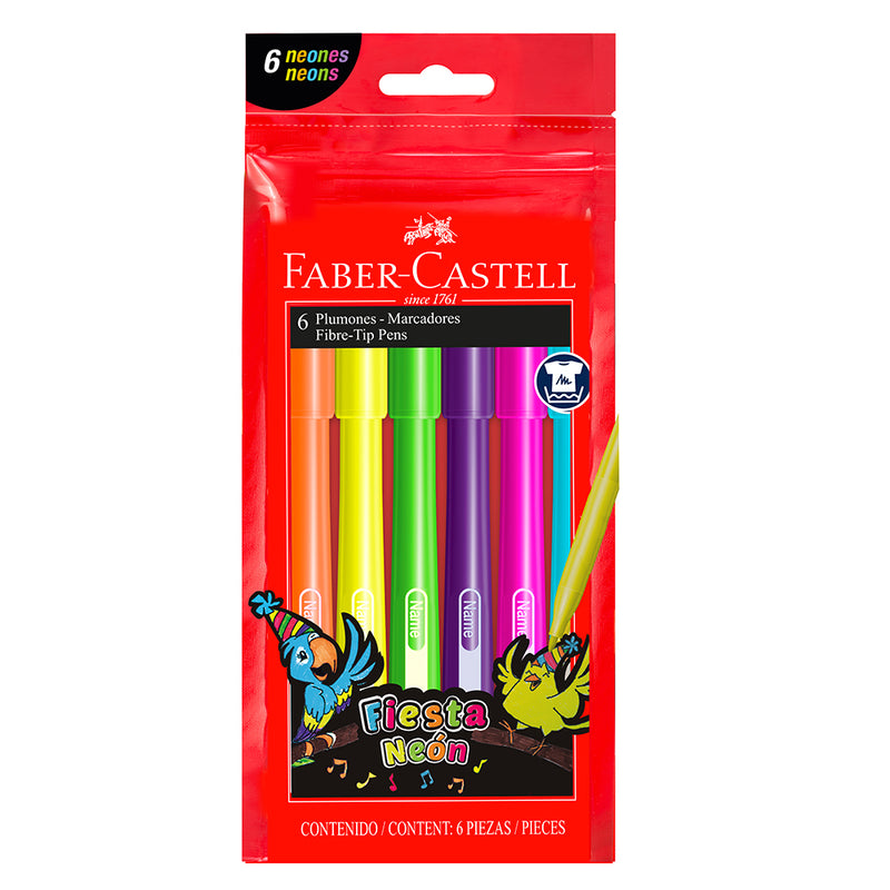 Plumón Faber Castell Fiesta 45 Neón x6