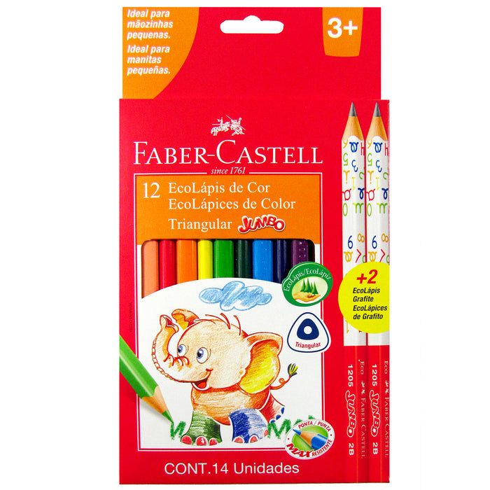 Colores Faber Castell Jumbo x12 + 2 Lápiz Grafito