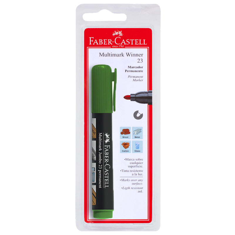 Plumón Permanente Faber Castell Winner 23 Verde Blister