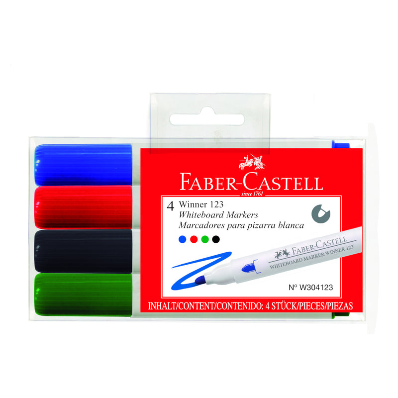 Plumones Faber Castell 123  Az Roj Ne Vd  X4 Blis
