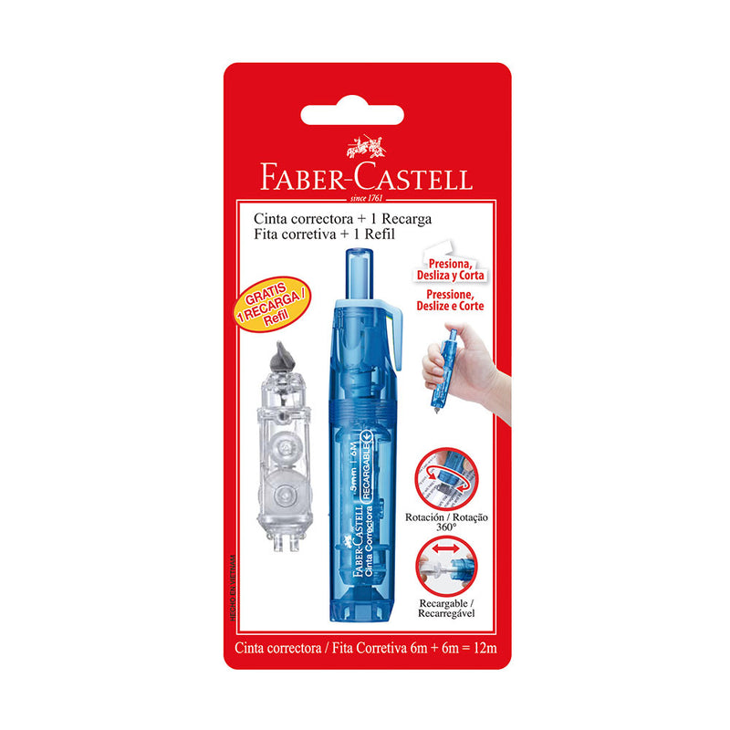 Cinta Correctora Faber Retráctil (287351)Azul +1 Rec Blis