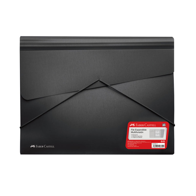 Archivador Faber Expandible Multifuncion A4 6 Divisiones Negro