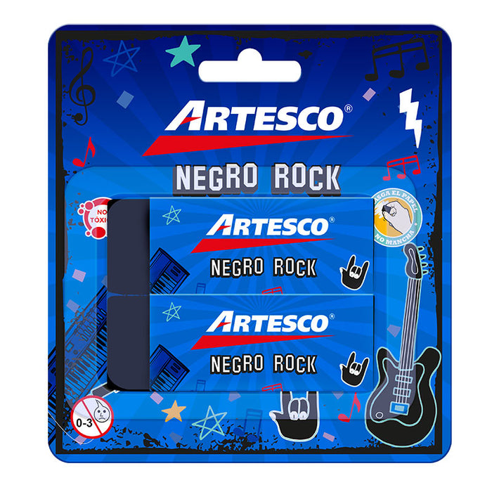 Borrador Artesco Negro Rock Blister x2