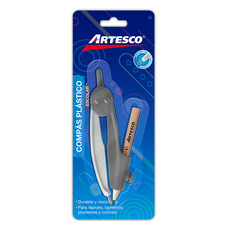 Compas Plástico Artesco Escolar Blister