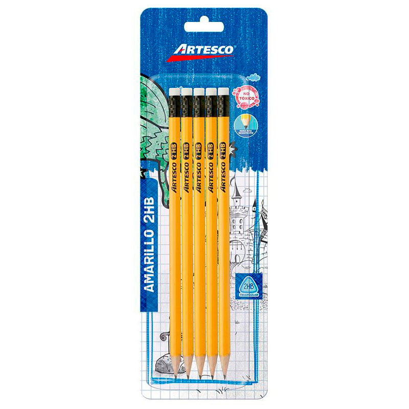 Lapiz Artesco Amarillo 2HB x5 Blis
