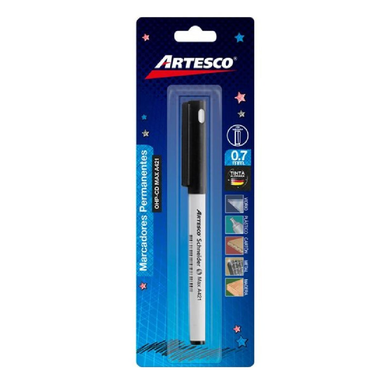 Plumon Artesco Permanente Cd Max Negro X1 Blis