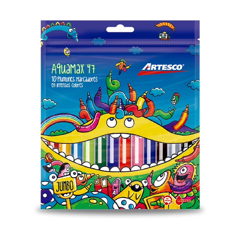 Plumon Artesco Gruesos Aquamax 47 Estuche X 10