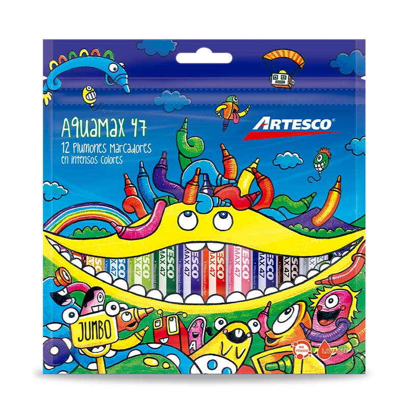Plumon Artesco Gruesos Aquamax 47 Estuche X 12