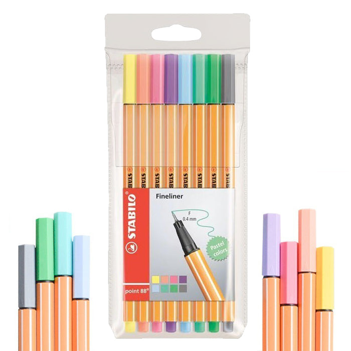 Plumon Stabilo Point 88 Fine Pen Est x 8 Col. Pasteles