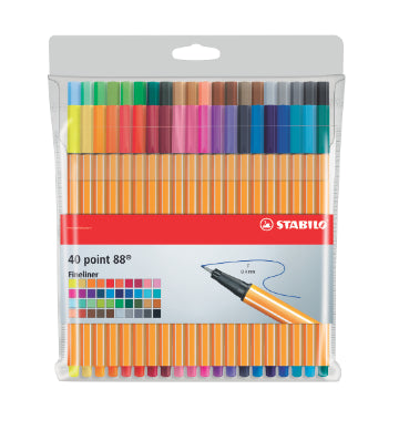 Plumon Stabilo Fine Pen Point88 Estuche x 40 (Incluye Colores Pasteles)