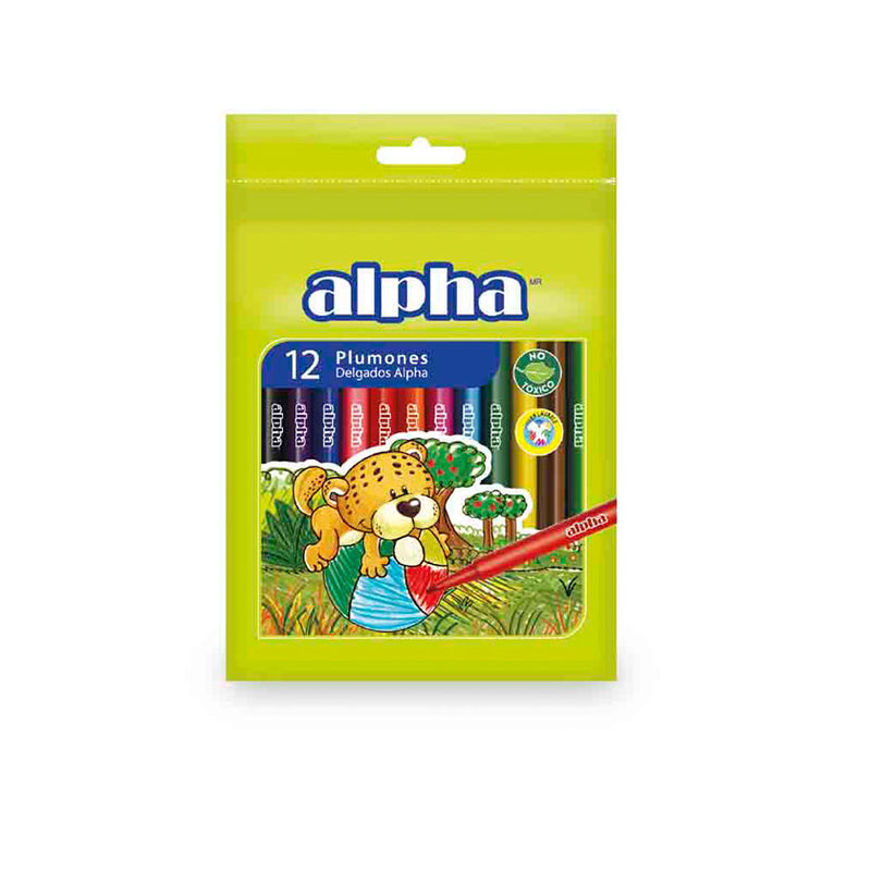 Plumones delgados Alpha N°45 Estuche x12