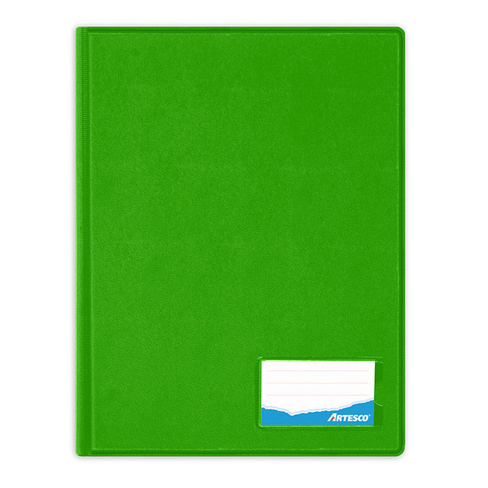 Folder Artesco D/Plast Doble Tapa A4 C/Gusano Verde Hoja