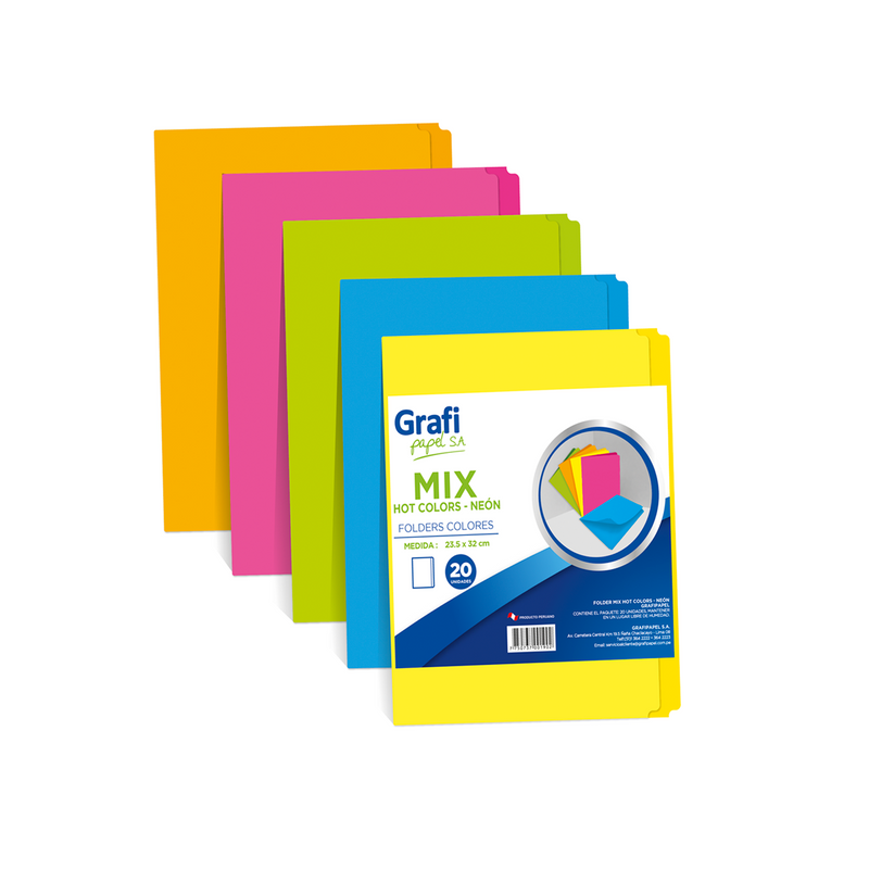 Folder Grafipapel Manila A4 Neon Surtido (X20)