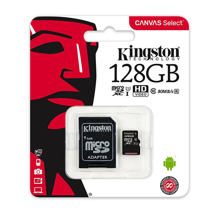 Memoria Micro SD 128gb Kingston Clase 10+ Adapt. 100mb/Seg