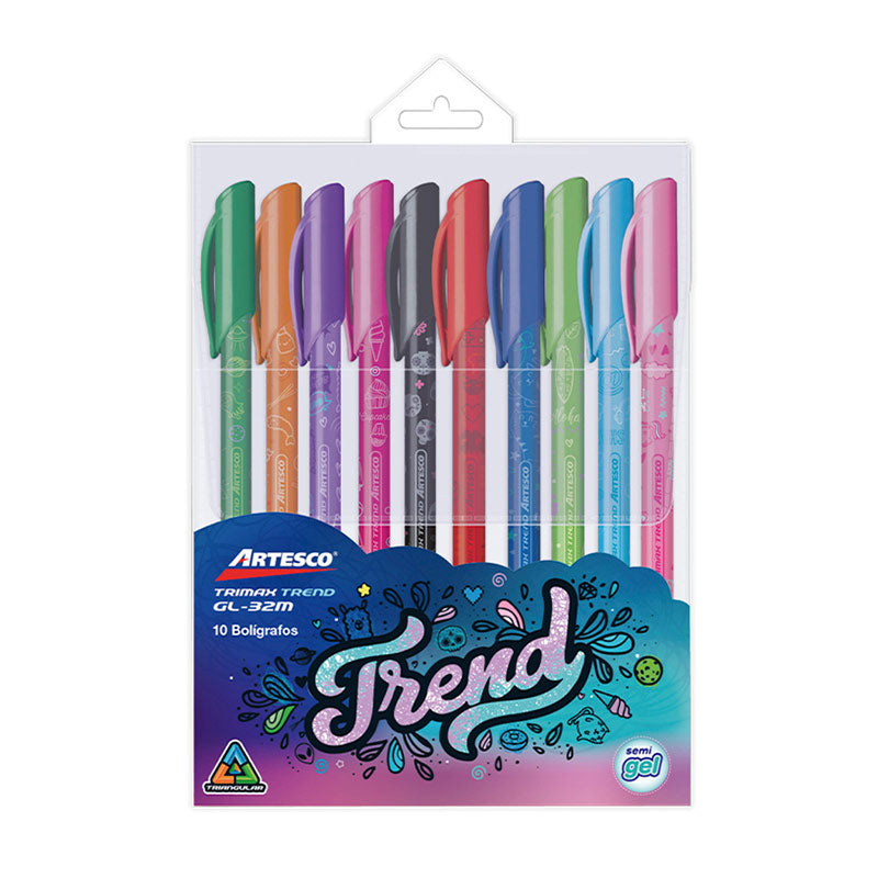 Bolígrafo Trimax Gl-32M Artesco Trend Colors X 10