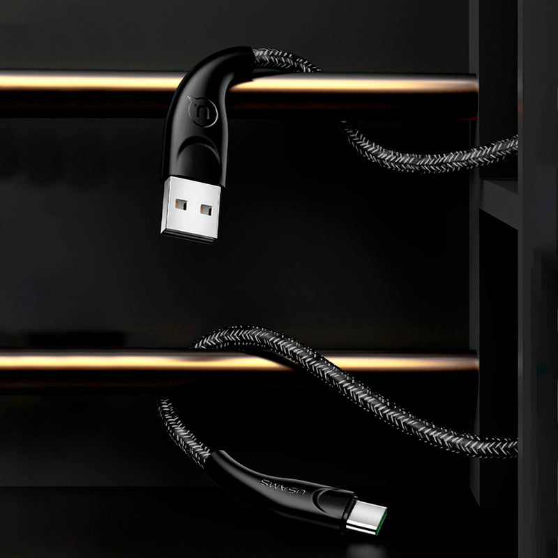 Cable Data Usams Type C (Us-Sj395) U-Light Tejido 2M Negro