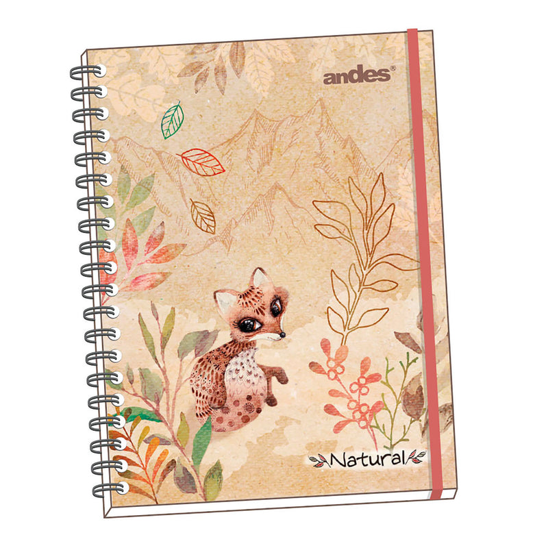 Cuaderno Andes Espiral A-4 160H cuadriculado 70Gr 6C Tapa dura Natural - Modelos surtidos