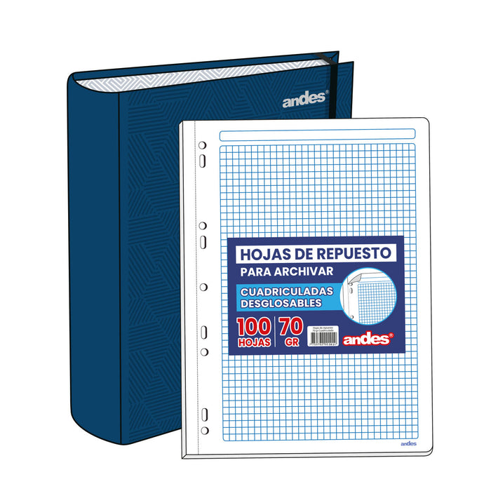 Pack Pioner Andes Solid 2 Anill + 100 Hojas A4 Perf X5 Div