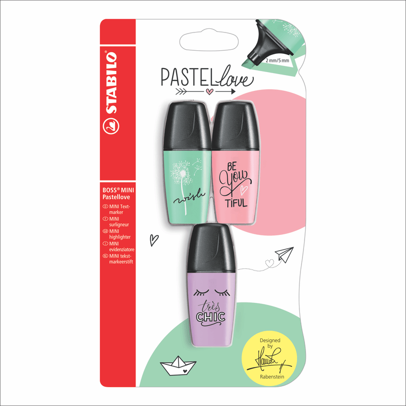 Resaltador Stabilo Boss Mini X 3 (Menta-Rosado-Lila) B-51454-10