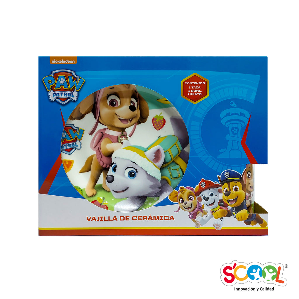 Scool Set Ceramica Piezas Bolo+Plato+Taza Paw Patrol M