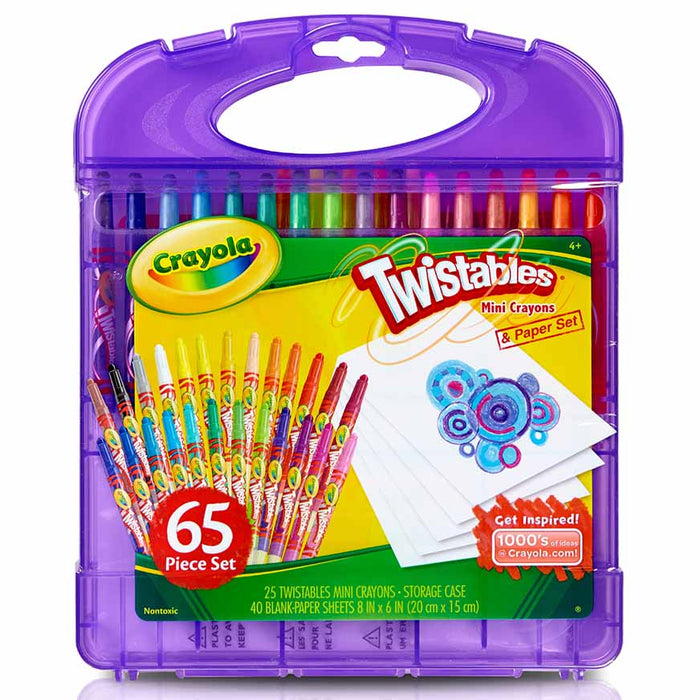 Set Crayones Mini Crayola Retractiles & Papel -Est X 65Pcs