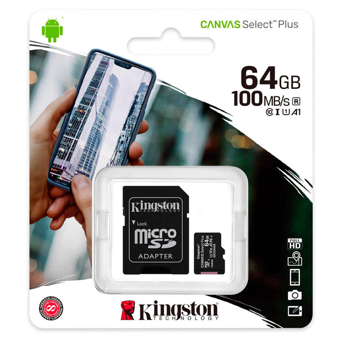 Memoria Kingston 64Gb (Sdcs2/64Gb) Microsd Class 10 100 Mb/S Canvas Select