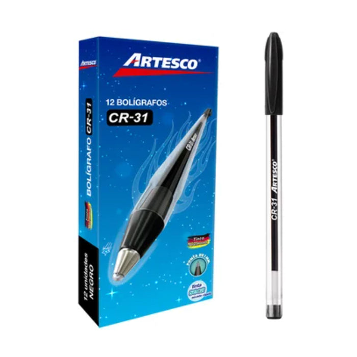 Bolígrafo Artesco Cr-31 (Ar07072015)  Tinta Seca Color Negro x Unidad