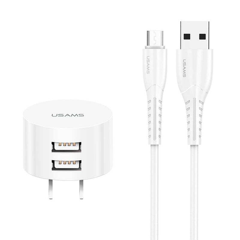 Kit Usams Cargador Pared + Cable Micro Blanco