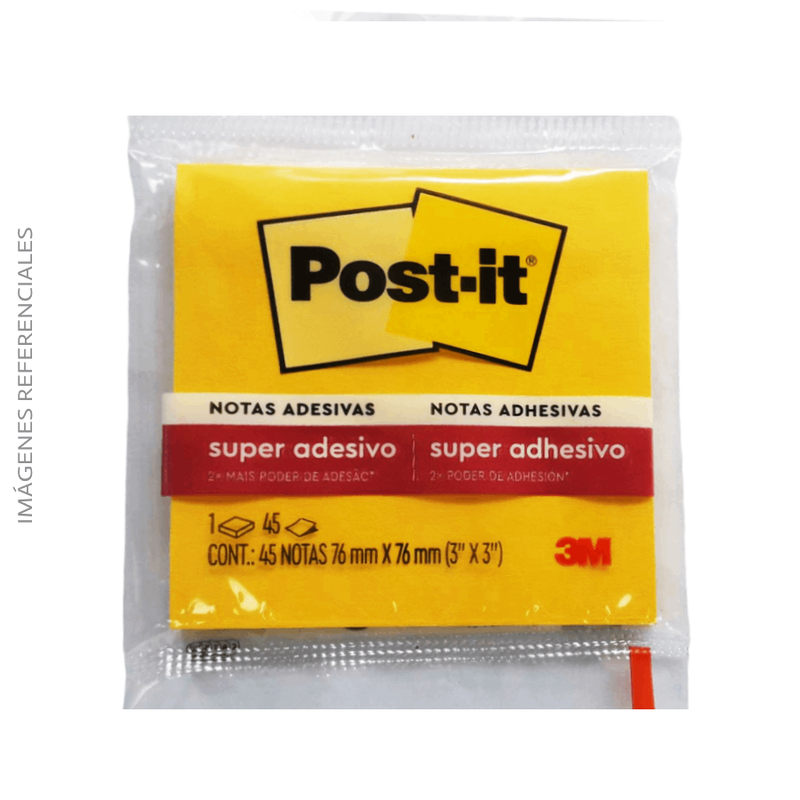 Nota Adhesiva Post It 3" X 3" Amarillo Neon Super Adhesivo 45Hojas