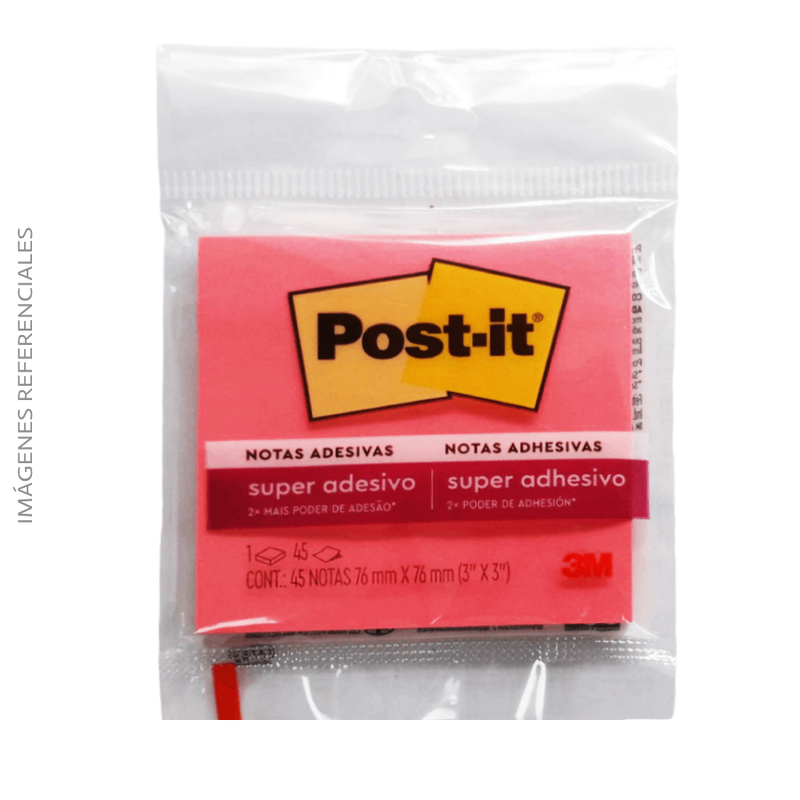 Nota Adhesiva Post It 3" X 3" Rosado Super Adhesivo 45Hojas
