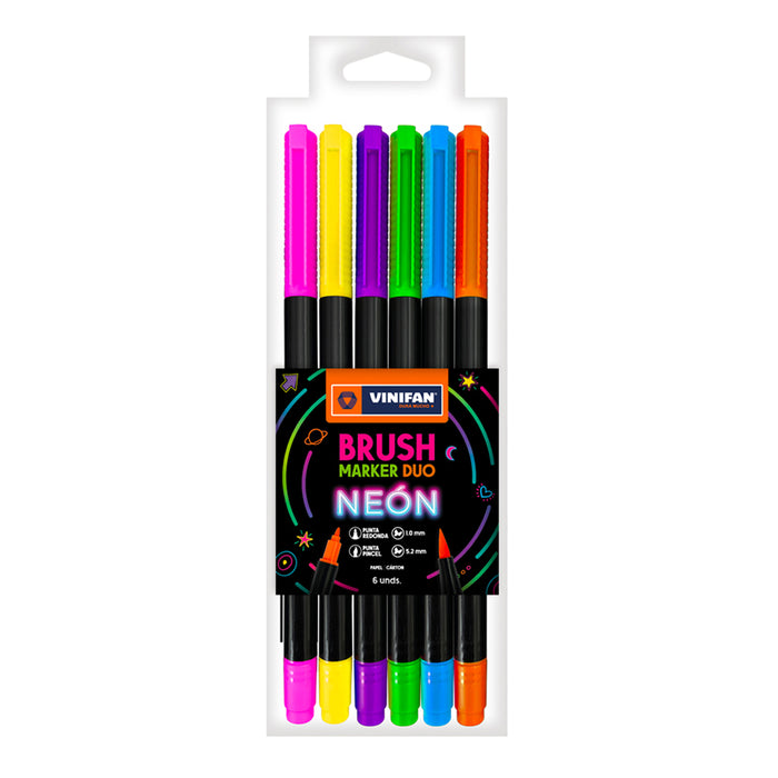 Marcador Vinifan Brush Marker Duo Neon X6 (76191)