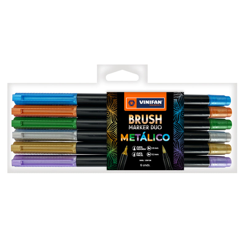 Marcador Vinifan Brush Marker Duo Metalizado X6 (76195)