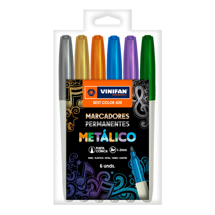 Marcador Vinifan Best Color 420 Metalizado X6 (76188)