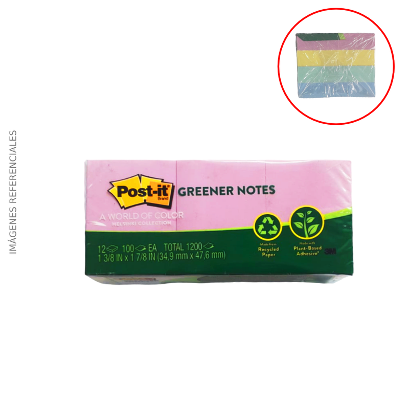 Notas Post It (653) 1 1/2X2" (12Pads) Pastel