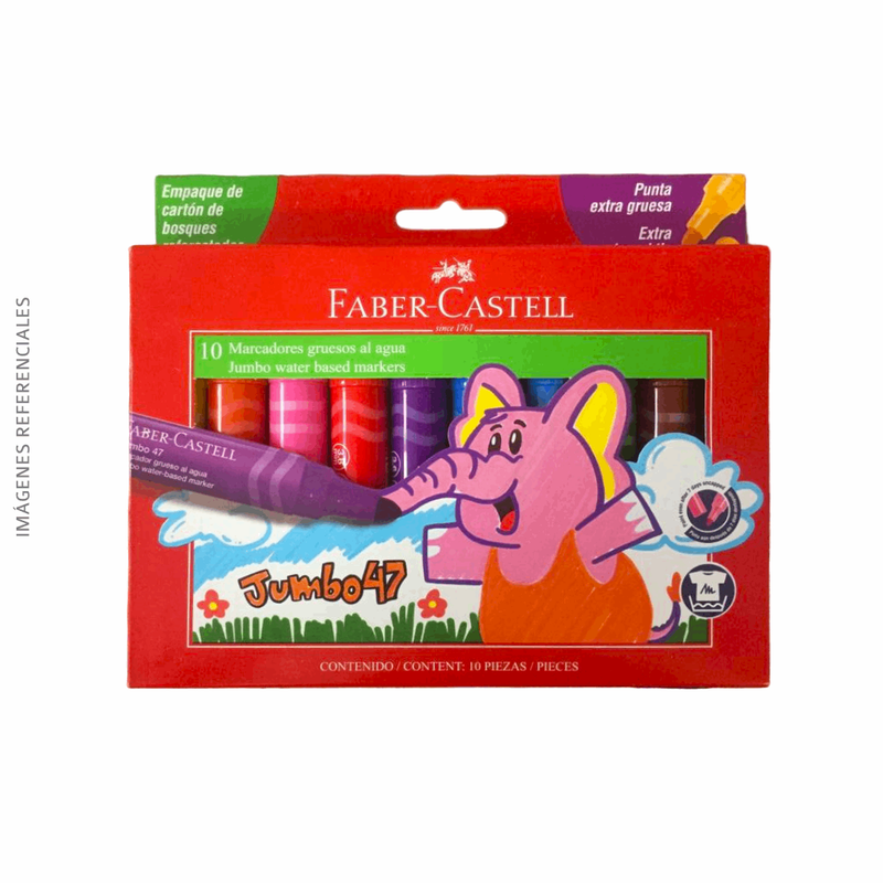 Plumón Faber Castell Jumbo 47 Punta Gruesa x10 Estuche