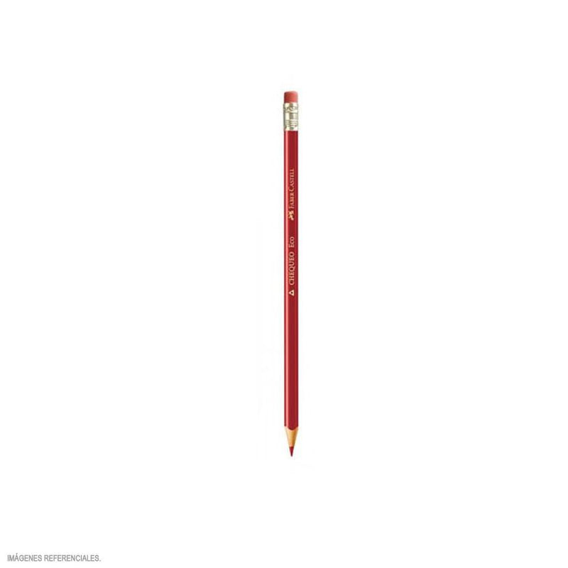 Lápiz Faber Castell Chequeo Rojo con Borrador x 1und